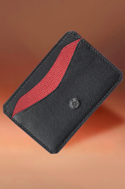 Slim handmade black leather wallet in Sri Lanka by ZYDHNEY